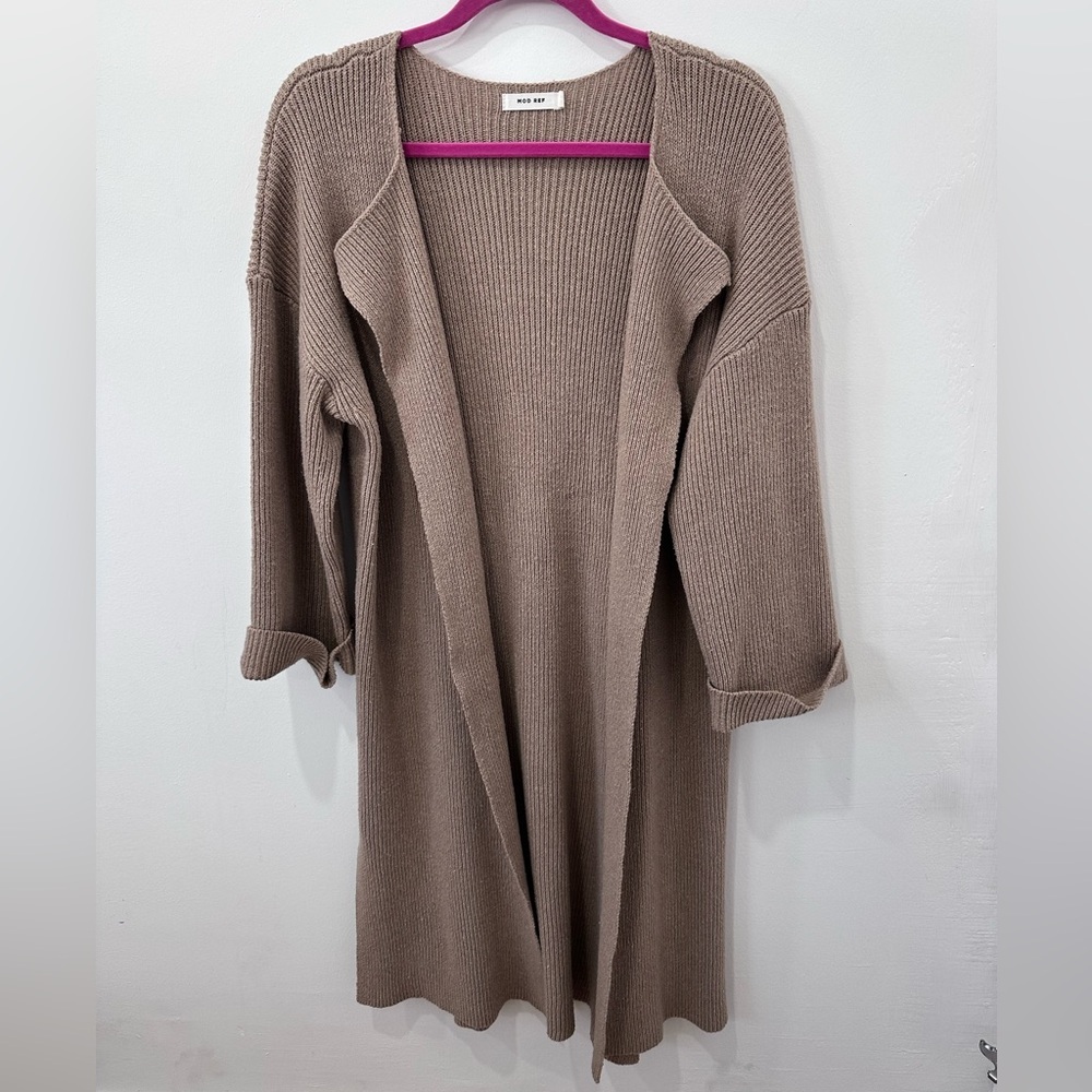 Mod Ref Women’s Cozy Knit Open-Front Cardigan Sweater - Tan